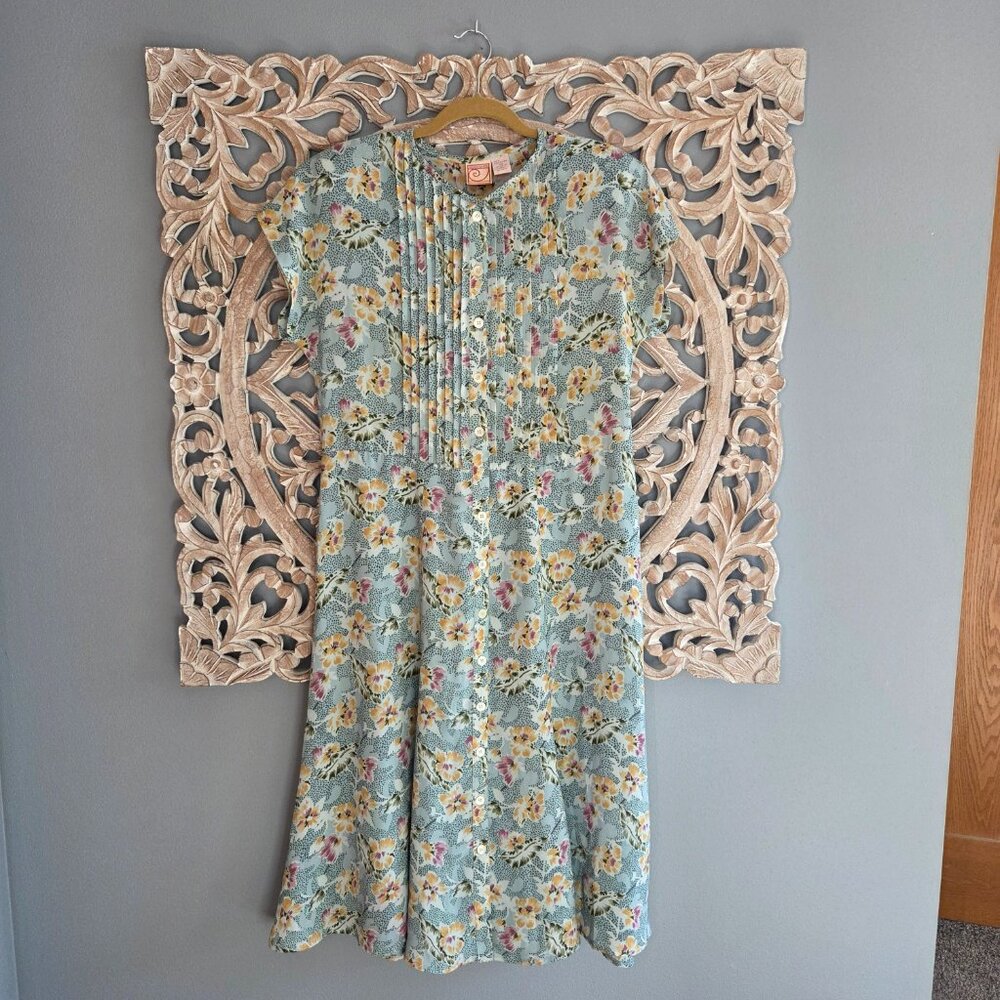 Vintage Amanda Fielding Floral Midi dress Pleated Front Size 10